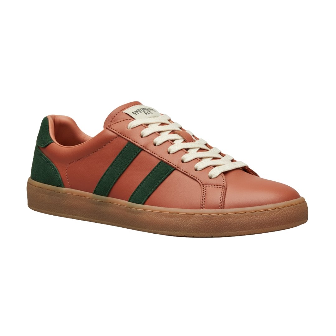 Amsterdam Ace Low Retro Court Sneakers voor Heren in Terracotta Leer